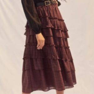 CURRENT AIR TIERED MIDI SKIRT